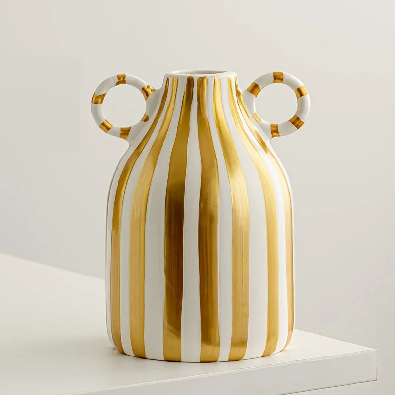 Chic Dual-Handle Ceramic Vase