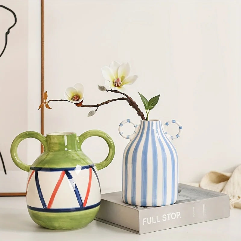 Chic Dual-Handle Ceramic Vase